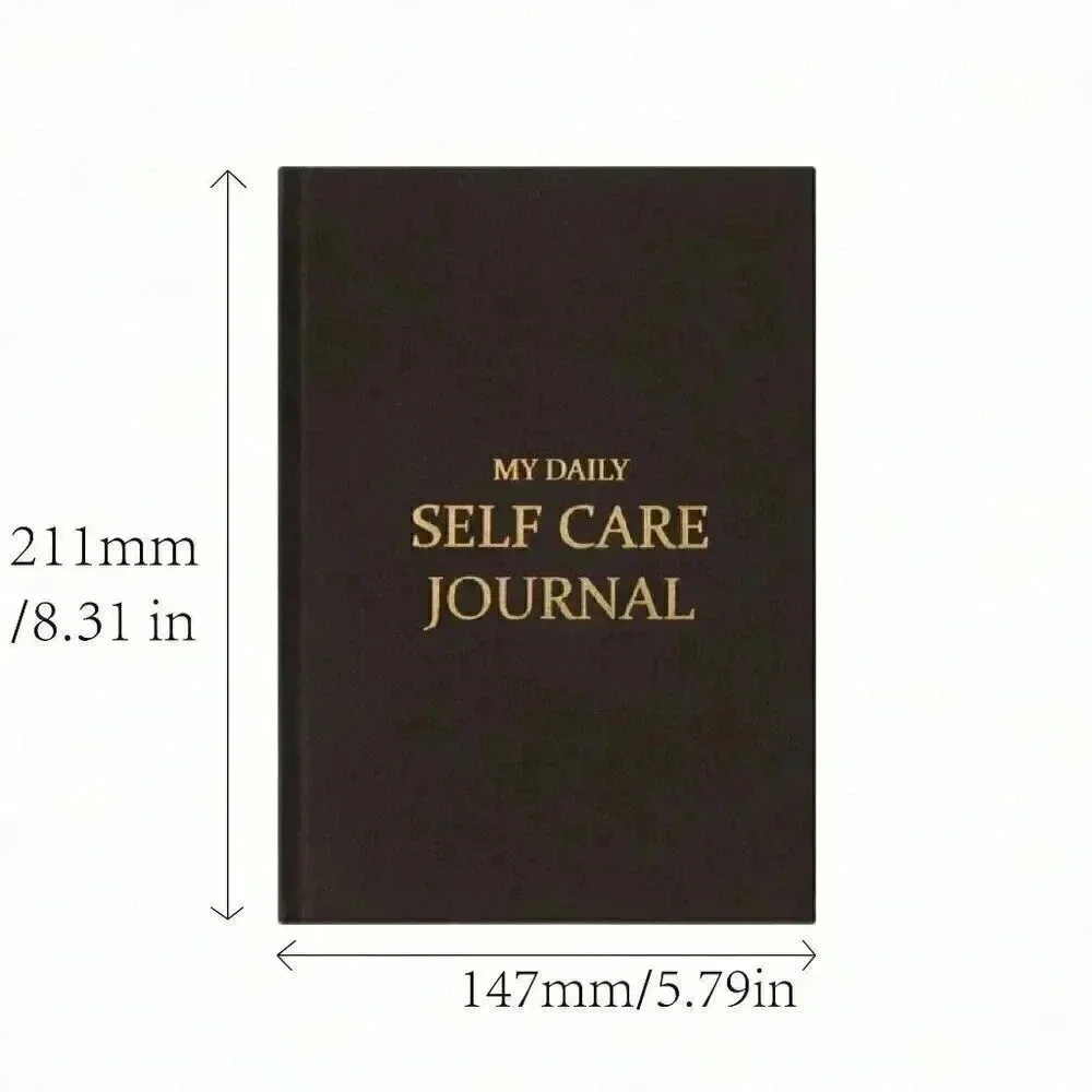 BLACK Self Care Journal Aesthetic Wellness Stationery